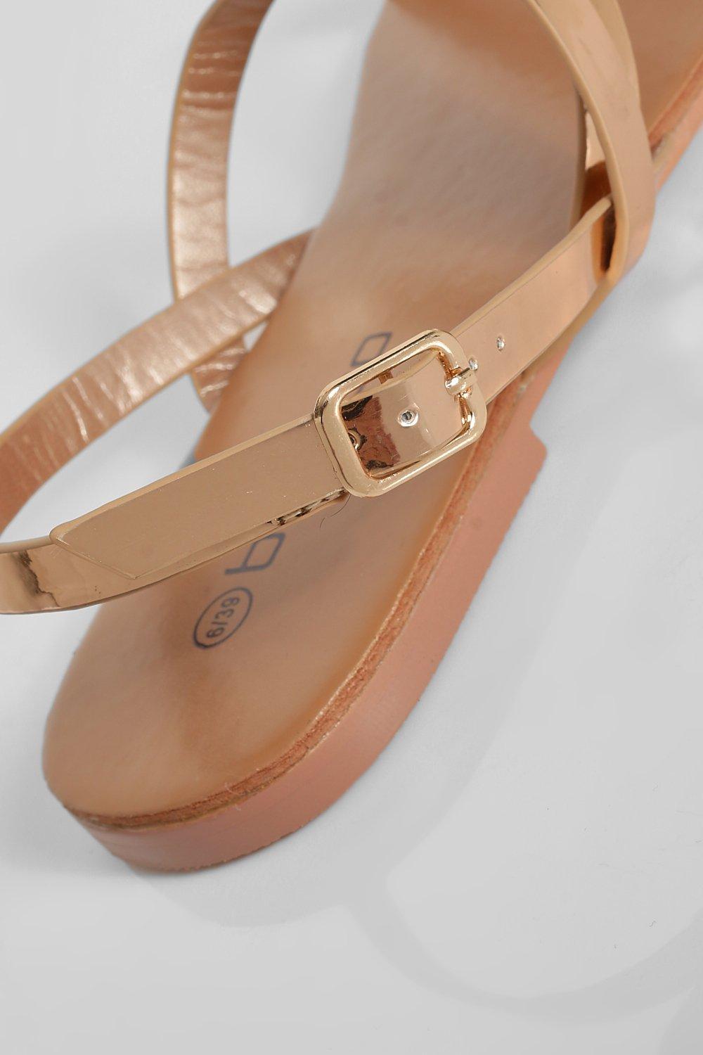 Rose gold sandals store boohoo